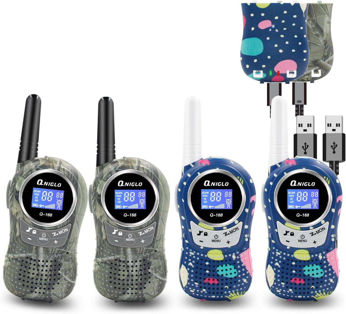 4 Pack Rechargeable Walkie Talkies E721