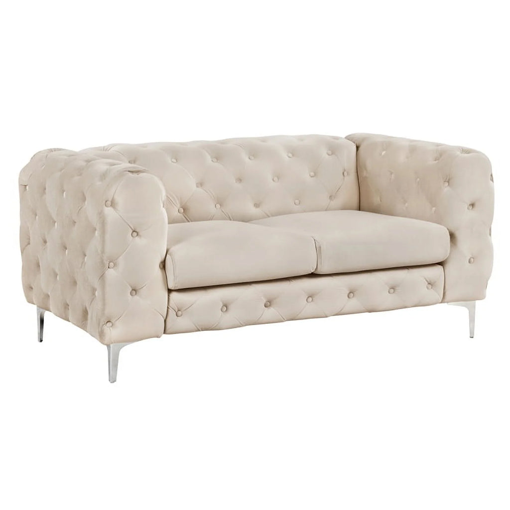 3 Piece Beige Velvet Sofa Set D6961