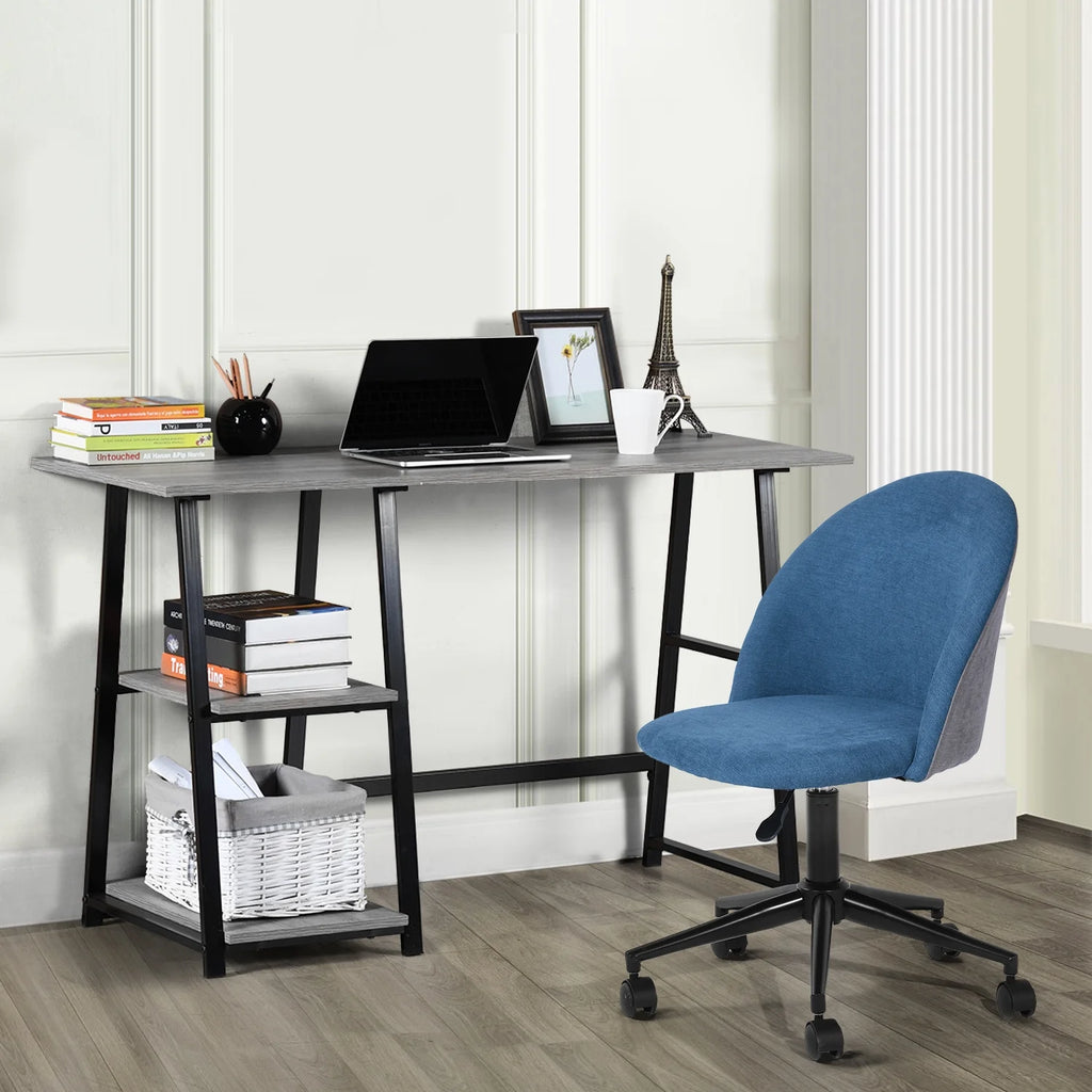 47'' Dark Grey Computer Writing Desk with 2-Tier Storage Shelves O52084