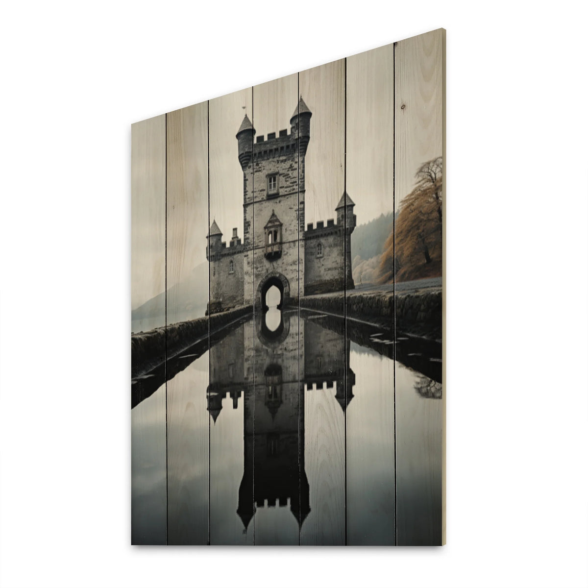 Natural Pine Wood Cityscapes Print D944