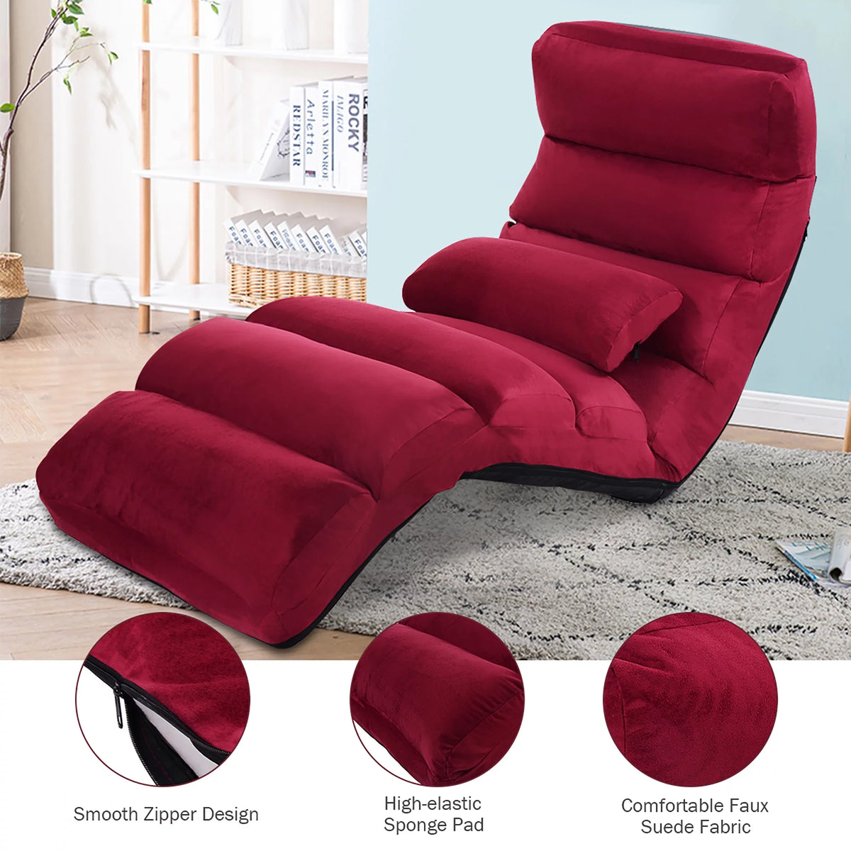 Folding Sofa Chair with Pillow Burgundy Z401534