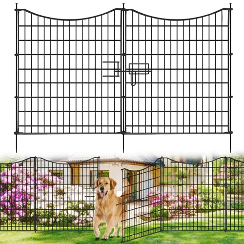 18 Panels No Dig Decorative Fence with Gate, 33 in(H) X 40.5 ft(L) Rustproof Metal Wire Edging Border E9870