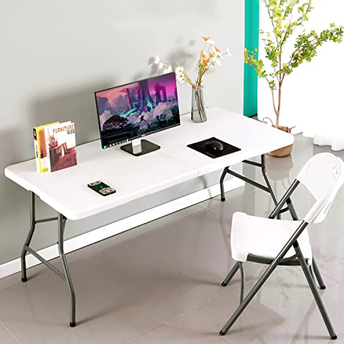 Folding Table 4FT Plastic Height Adjustable White N6204