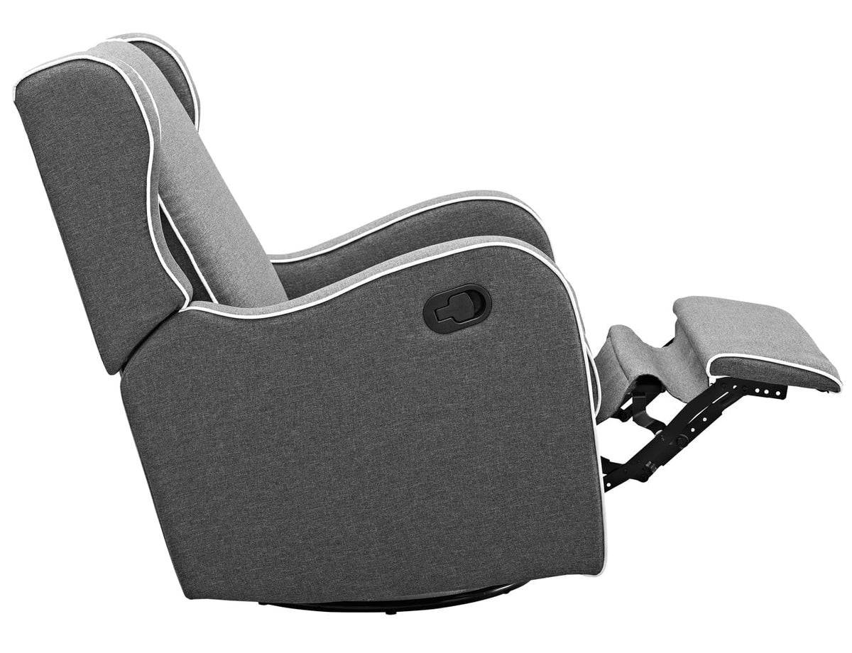 Dark Gray Fabric Upholstered Swivel Gliding Recliner N84561
