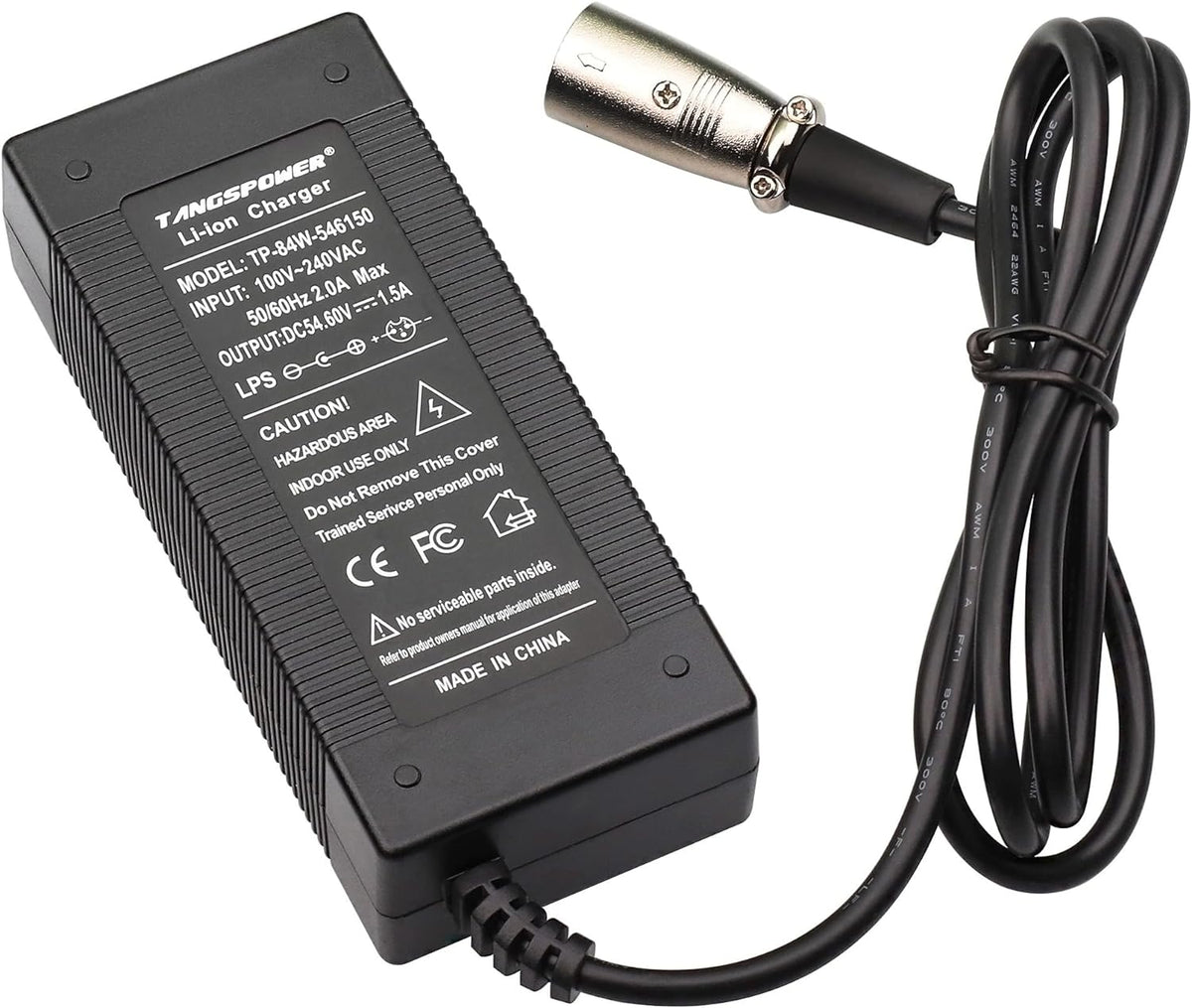 48V 54.6V 1.5A Electric Bike Charger 3-pin XLR Male Plug for 13S Lithium V9810