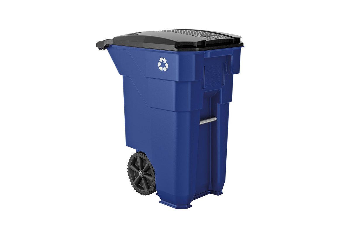 Blue Wheeled Square HDPE Trash Can, 50 Gallons Z7078