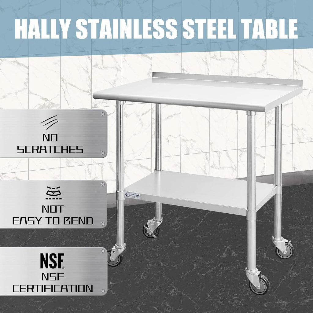 Stainless Steel Table 24 x 48 Inches with Caster Wheels T934114
