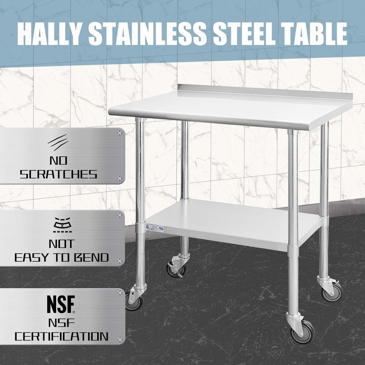 Stainless Steel Table 24 x 48 Inches with Caster Wheels T934114