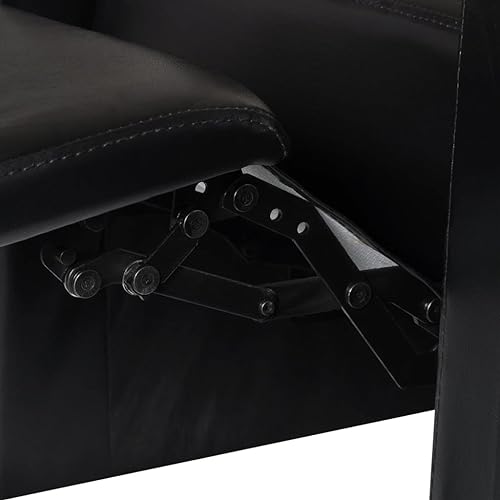 2-Seater Black Faux Leather Recliner Sofa with Cup Holder Y67774