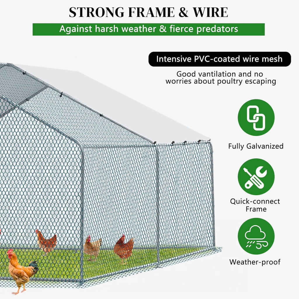 Large Metal Chicken Coop with Waterproof Cover B498892