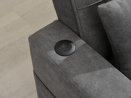 Green Convertible Sleeper Sofa Bed with USB Charging Cupholders R644102