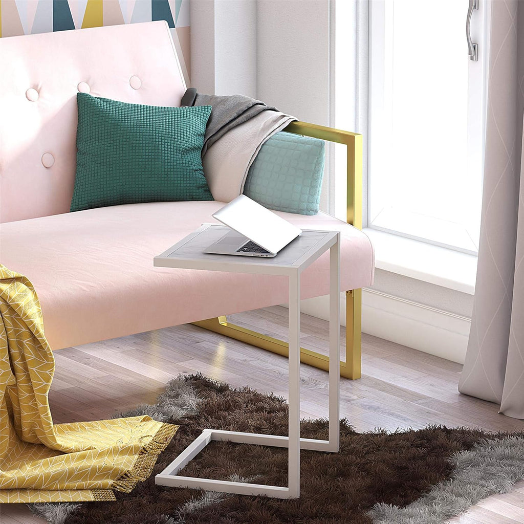 White Marble End Table Set Q29617