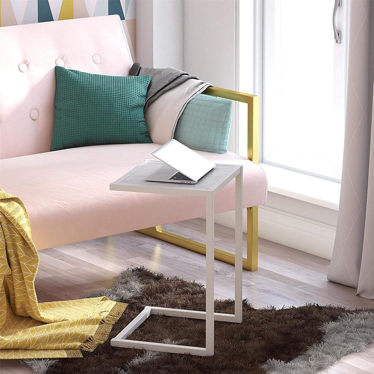 White Marble End Table Set Q29617