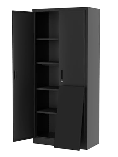 Metal Storage Cabinet with Lock, 4 Adjustable Shelves D187262