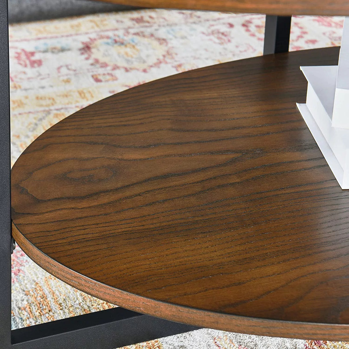 Wood Oval 2-Tier Coffee Table with Metal Legs D4423