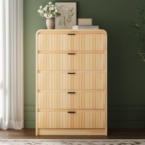 Natural Oak 5 Drawer Wood Dresser D100391