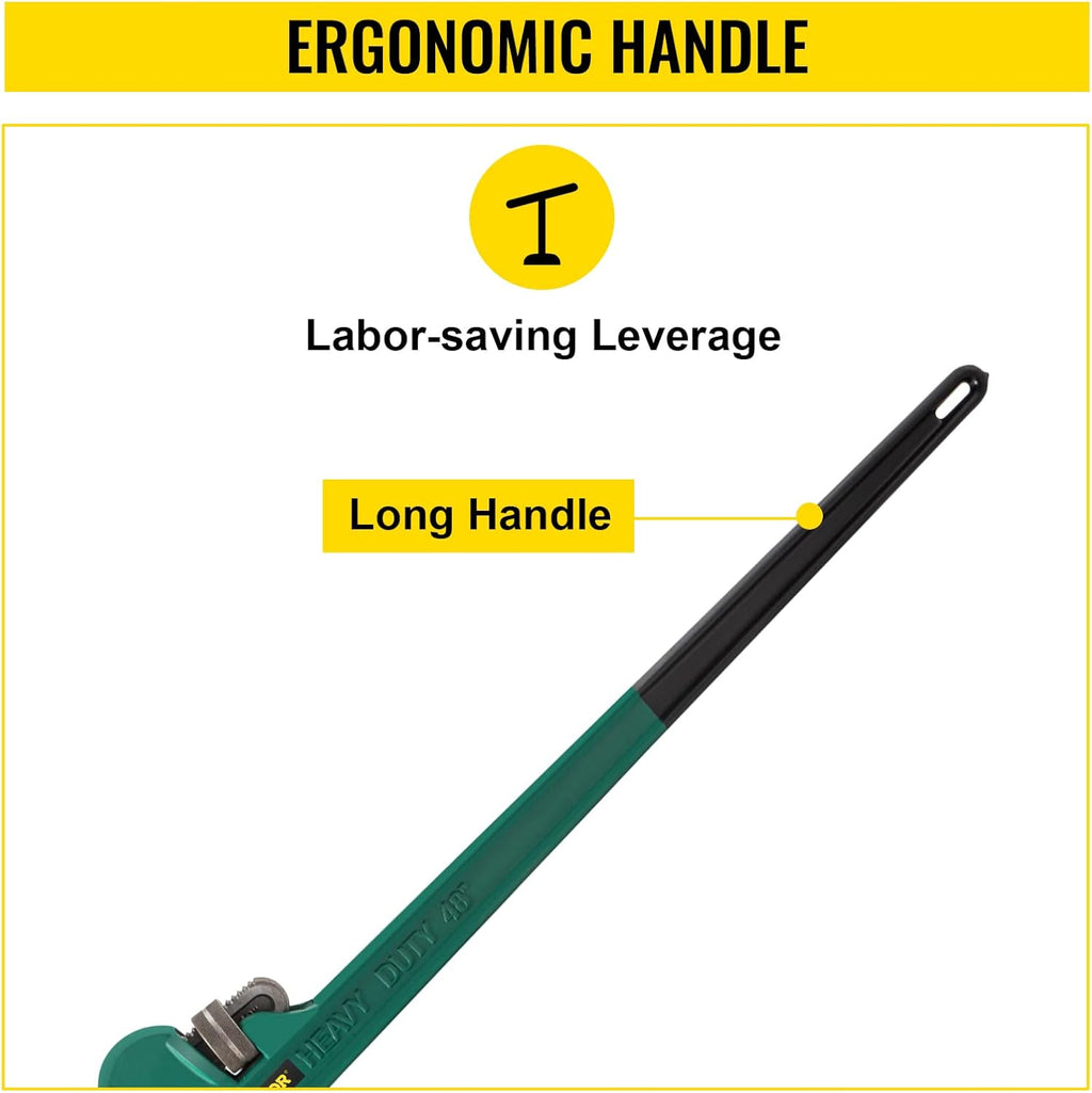 Heavy-Duty Straight Pipe Wrench 48", 4.3" Jaw Capacity, Pack of 2 N34704