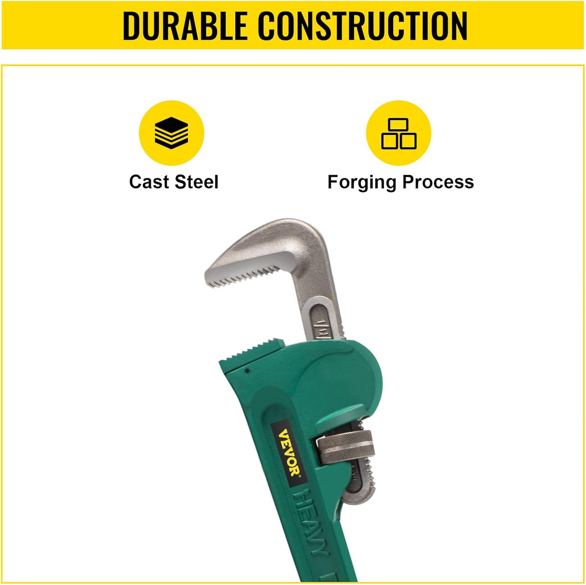 Heavy-Duty Straight Pipe Wrench 48", 4.3" Jaw Capacity, Pack of 2 N34704