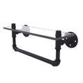 Matte Black Glass Shelf with Towel Bar N8311