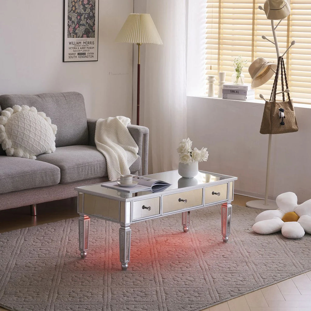 Mirrored Coffee Table with 3 Drawers D7433