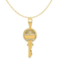 14K Yellow Gold Polished Key Pendant Charm With 10K Yellow Gold Rope Chain Necklace 16'' G686