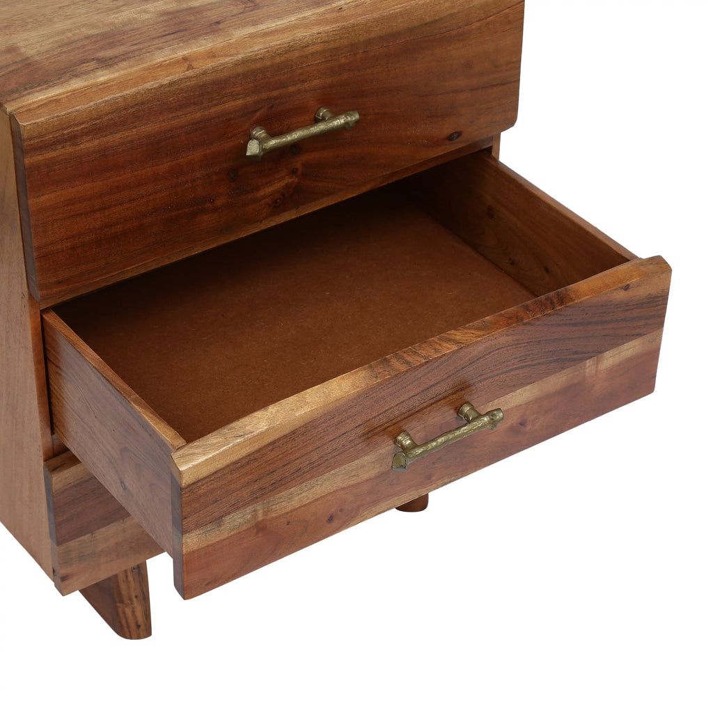 Acacia Wood 3 Drawer Nightstand T474528