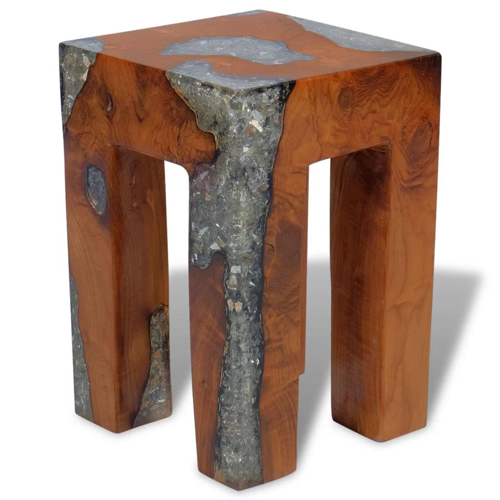 Teak Wood and Resin Stool Z1689