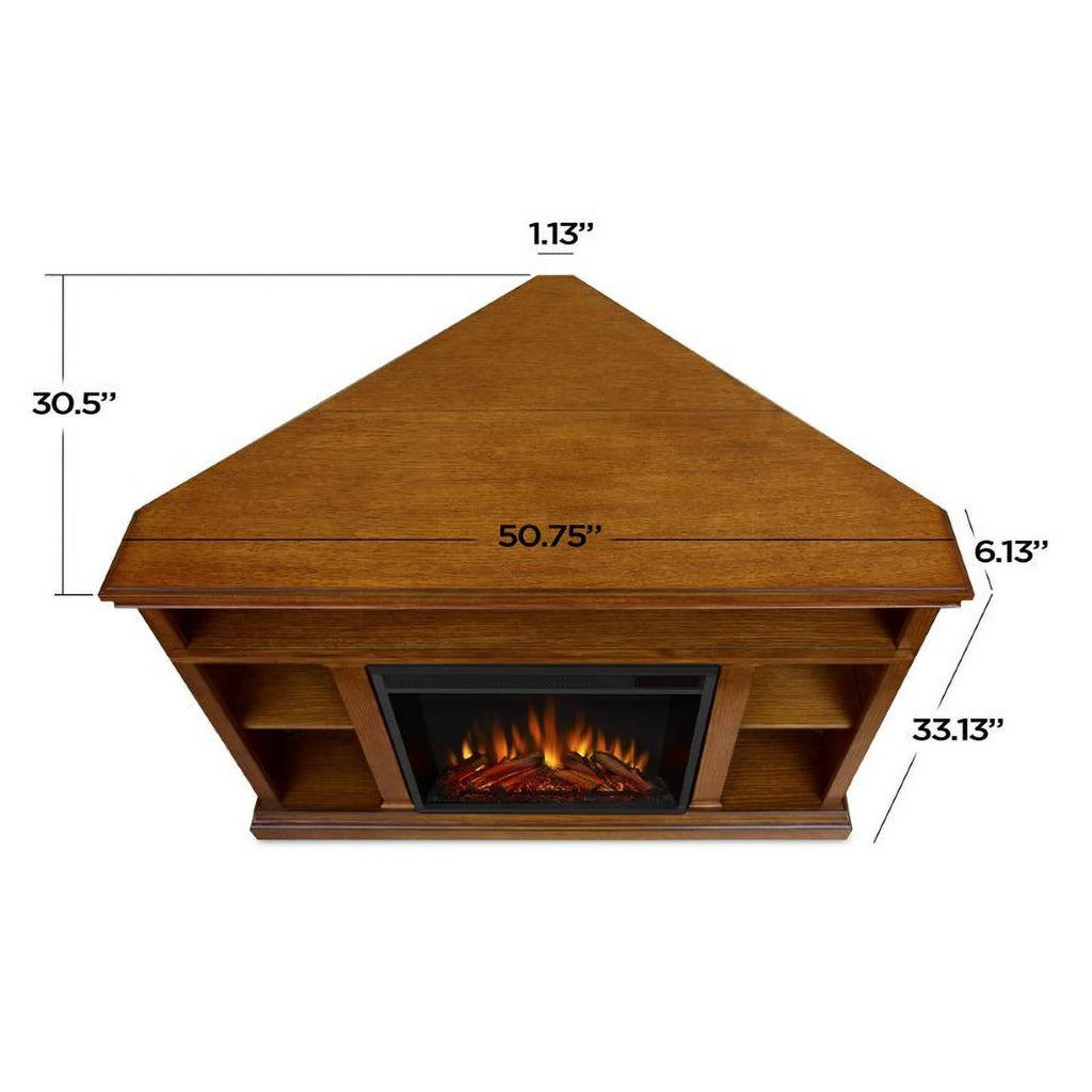Oak Electric Corner Fireplace E861