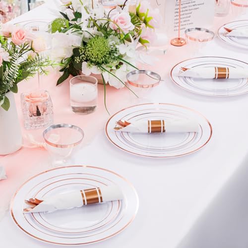 Clear Gold Plastic Dinnerware Set, 350 Pcs E587