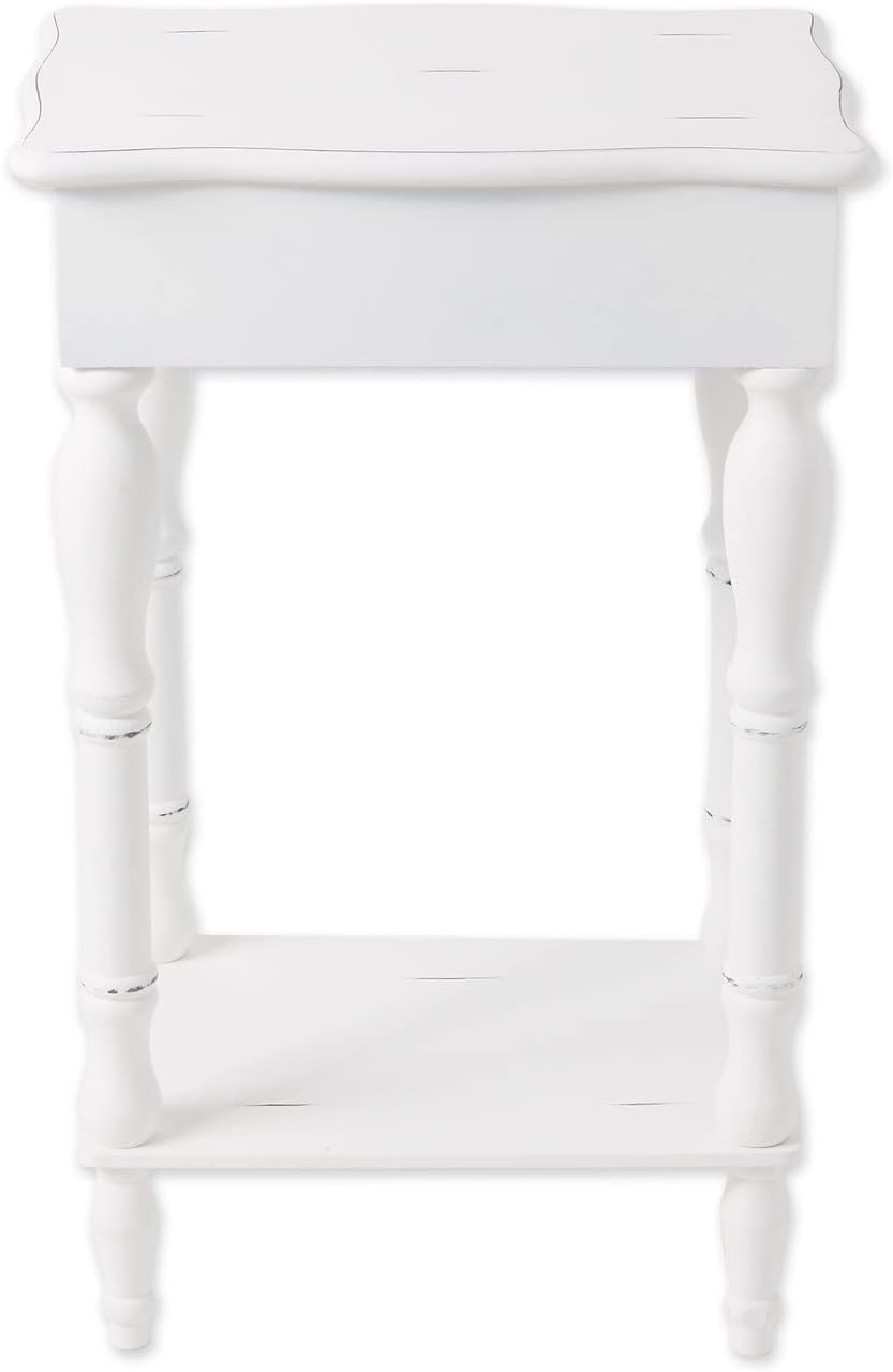 Set of 2 Carved Wood White Nightstands G596