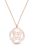 14k Rose Gold Plated 925 Sterling Silver Celtic Knot Pendant Necklace with 18" Rope Chain T693762
