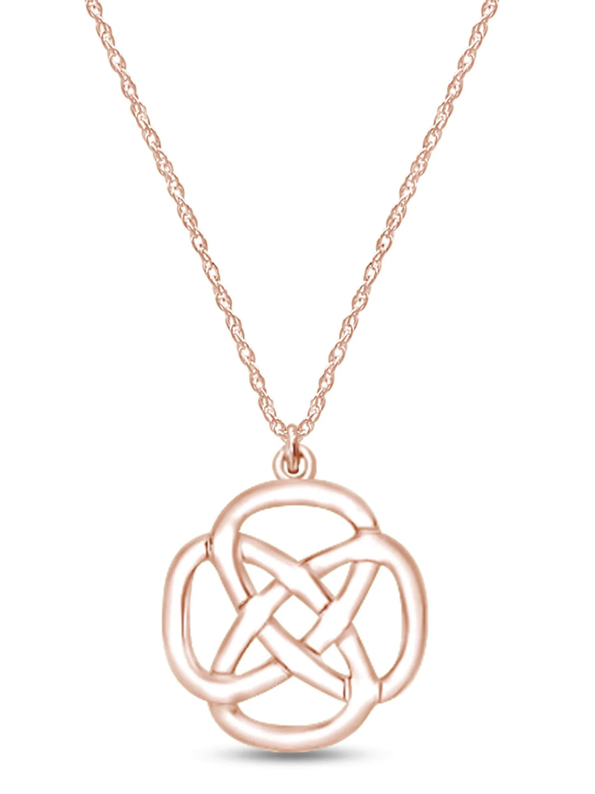 14k Rose Gold Plated 925 Sterling Silver Celtic Knot Pendant Necklace with 18" Rope Chain T693762