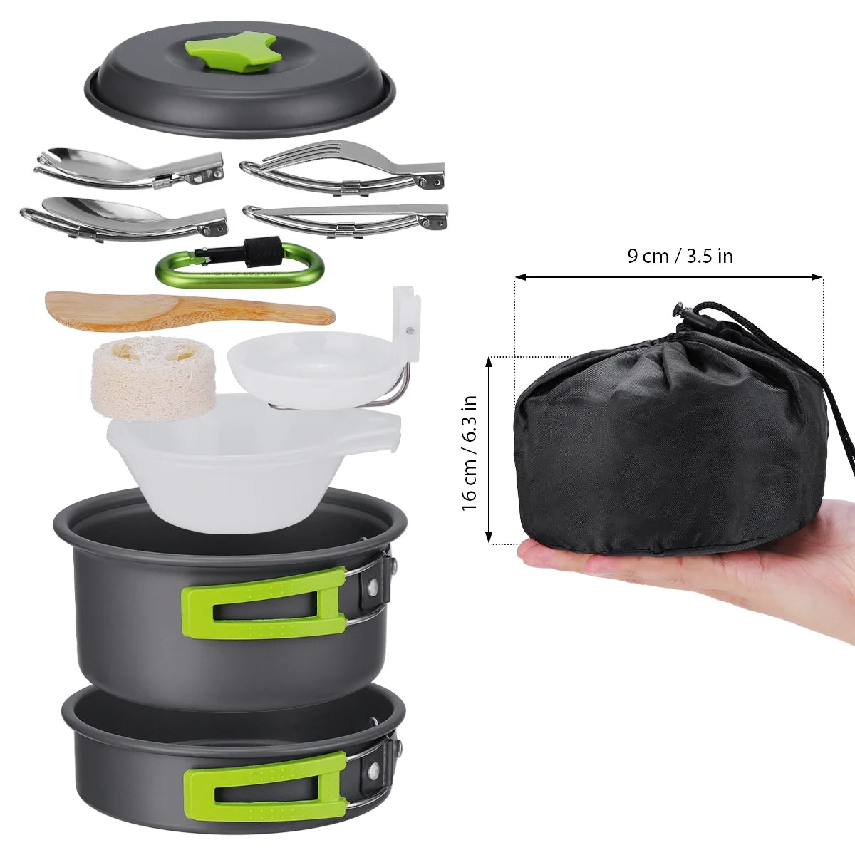 15 Pcs Non Stick Camping Cookware Set G1536