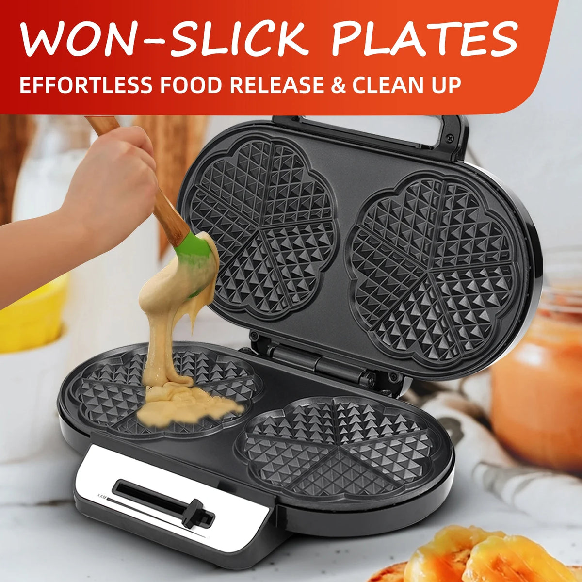 1200W Double Non-Stick Waffle Maker A33613