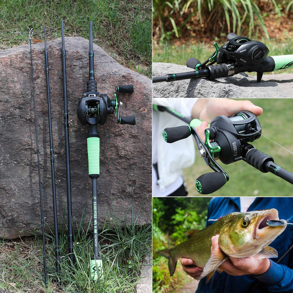 4 Pc High Carbon Fishing Rod Reel Combo A66214