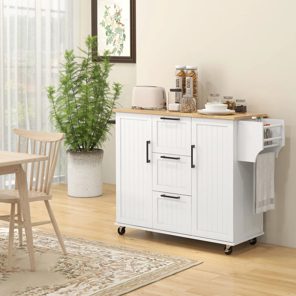 White Kitchen Island on Wheels G683