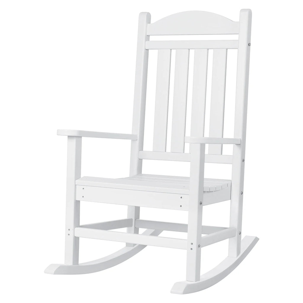 White All Weather Resistant Resin Adirondack Rocking Chair J486508