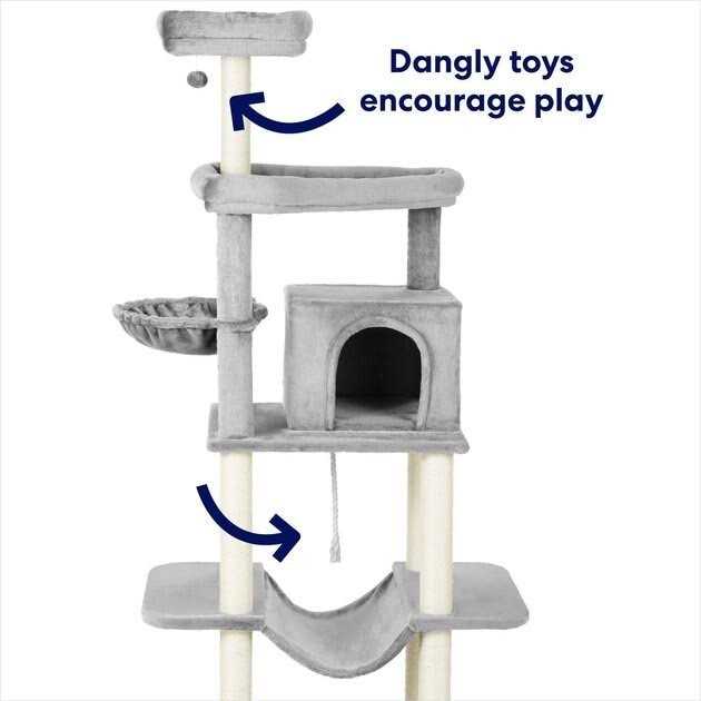 73-in Cat Tree with Hammock Condo and Bed E232358