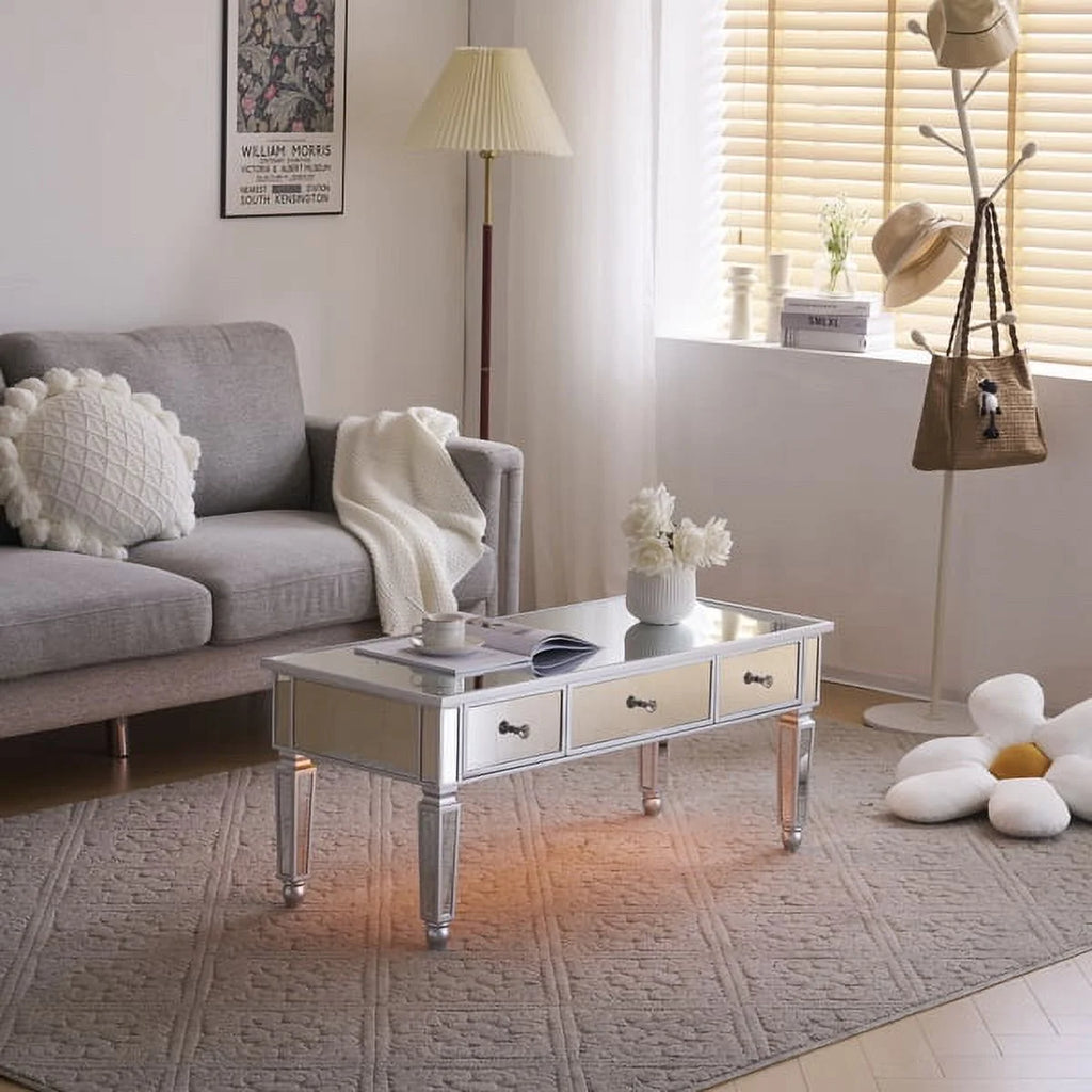 Mirrored Coffee Table with 3 Drawers D7433