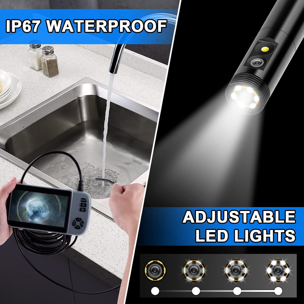 16.5 FT 1080P HD Dual Lens Endoscope Sewer Camera IP67 Waterproof X47660