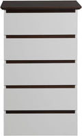 White 5 Drawer Dresser with Wood Color Top K607854