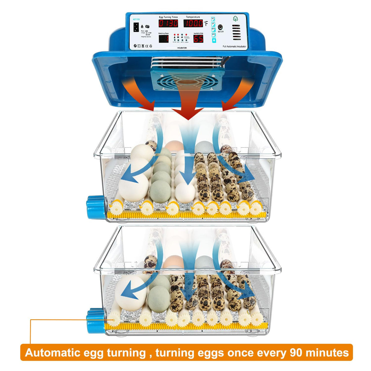 120 Egg Incubator Automatic Temperature Control Humidity Monitoring G991