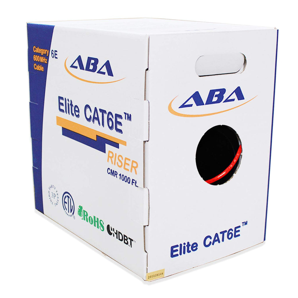 Blue 1000ft UTP 24AWG Solid Bare Copper CAT6E Riser Ethernet Cable C431