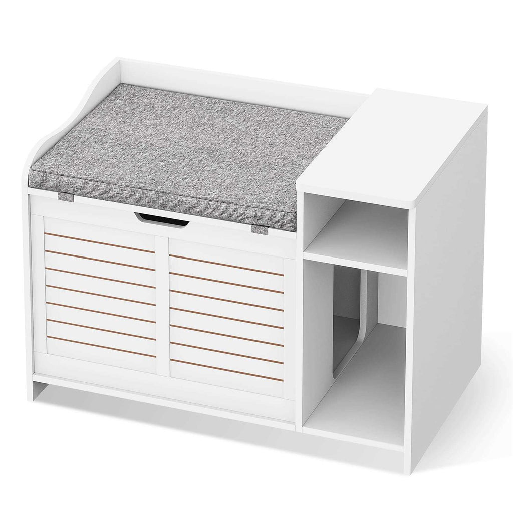 Litter Box Enclosure with Top Opening with Cushion Cat Litter Box Furniture W675897