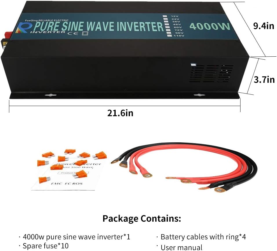 12Vdc to 120Vac 4000W Pure Sine Wave Power Inverter M2973
