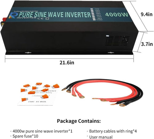 12Vdc to 120Vac 4000W Pure Sine Wave Power Inverter M2973