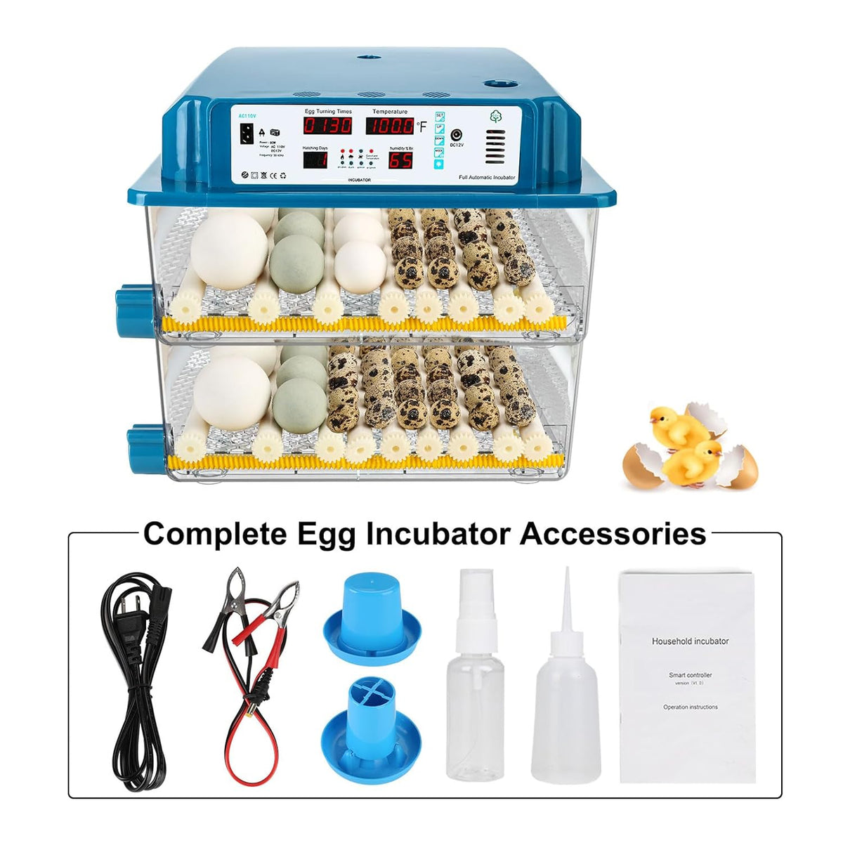 120 Egg Incubator Automatic Temperature Control Humidity Monitoring G991