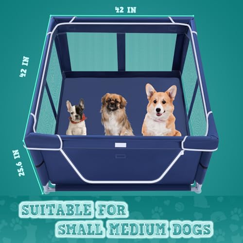 42x42x25.6 Inches Dog Playpen with Gate O1894
