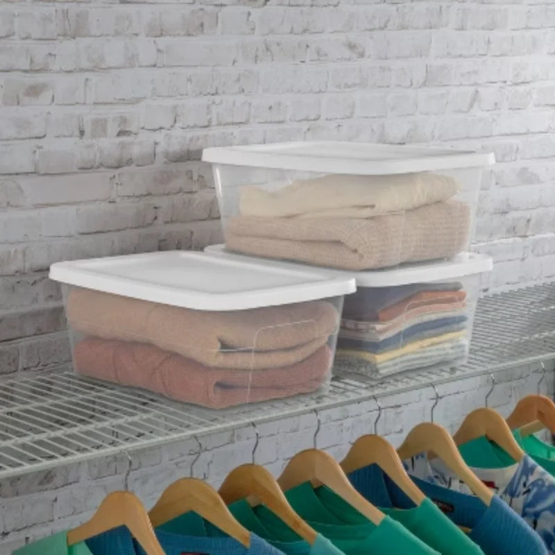 16qt Clear Storage Box with White Lid U569975