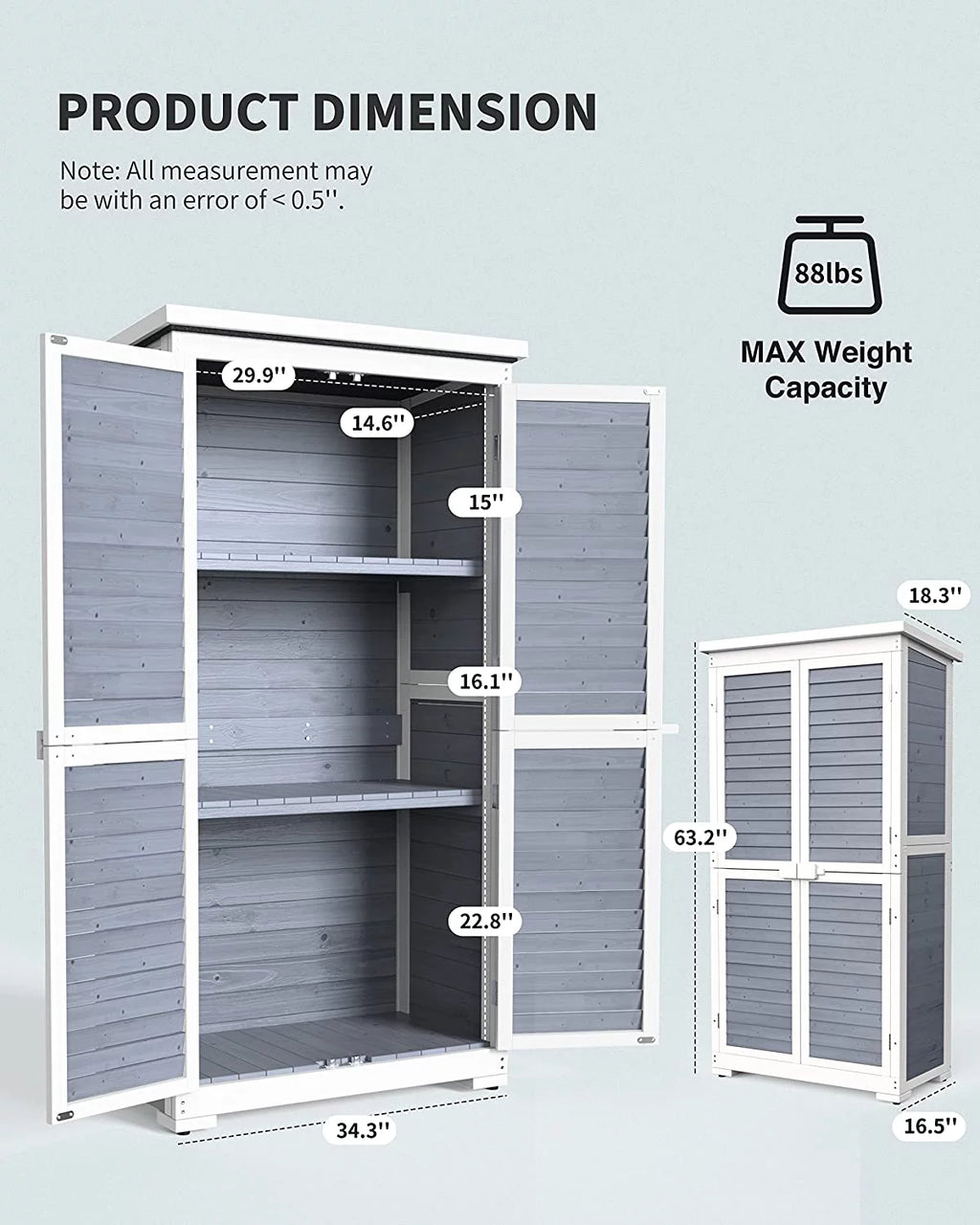Gray Outdoor Storage Cabinet with Asphalt Roof N363407